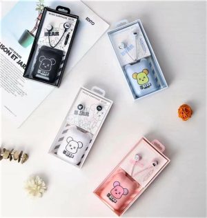 هندزفری جعبه دار خرسی رنگ صورتی