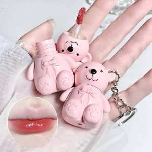 لیپ گلاس خرسی جاکلیدی صورتی