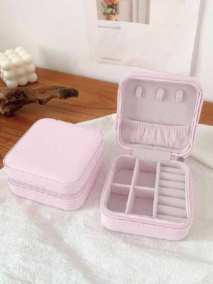 جعبه جواهر چرمی صورتی