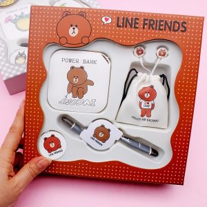 پک چهار تیکه  کادویی خرسی مخصوص (پاپ سوکت سیم شارژر ایفون و اندروید پاور بانک 1000)