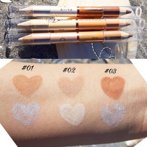 مداد دوطرفه هایلایتر و کانتور kissbeauty شماره 02