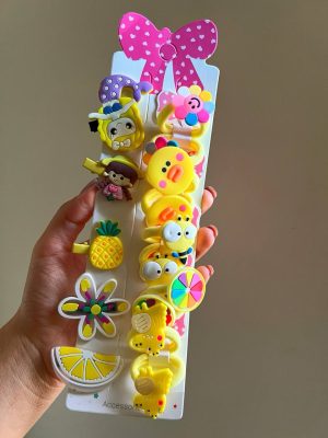 کارت ۱۵ تایی گیره و کش مو‌ فانتزی زرد