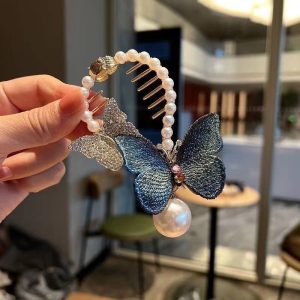 سنجاق مو پروانه ای رنگ آبی